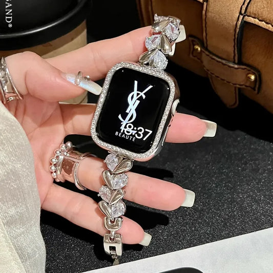 Heart Shaped Rhinestones Bracelet for Apple Watch
