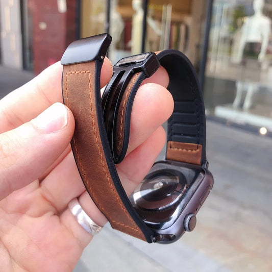Leather + Silicon Magnetic Clasp Band